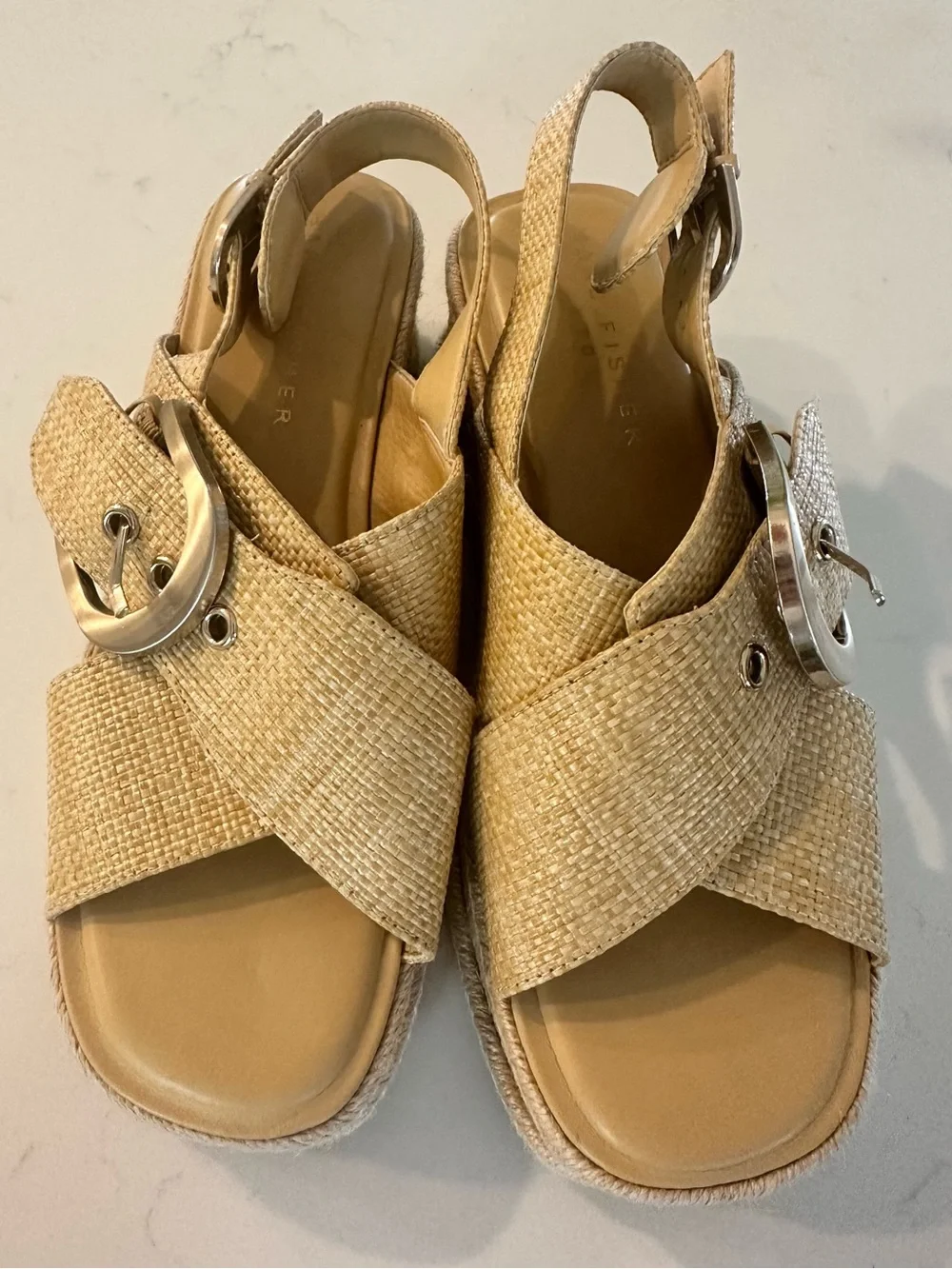 Marc Fisher Renda Woven Crisscross Slingback Sandals in Natural Size 7.5 M